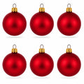 Set of 6 Matte Red Glass Ball Christmas Ornaments 2.4 Inches