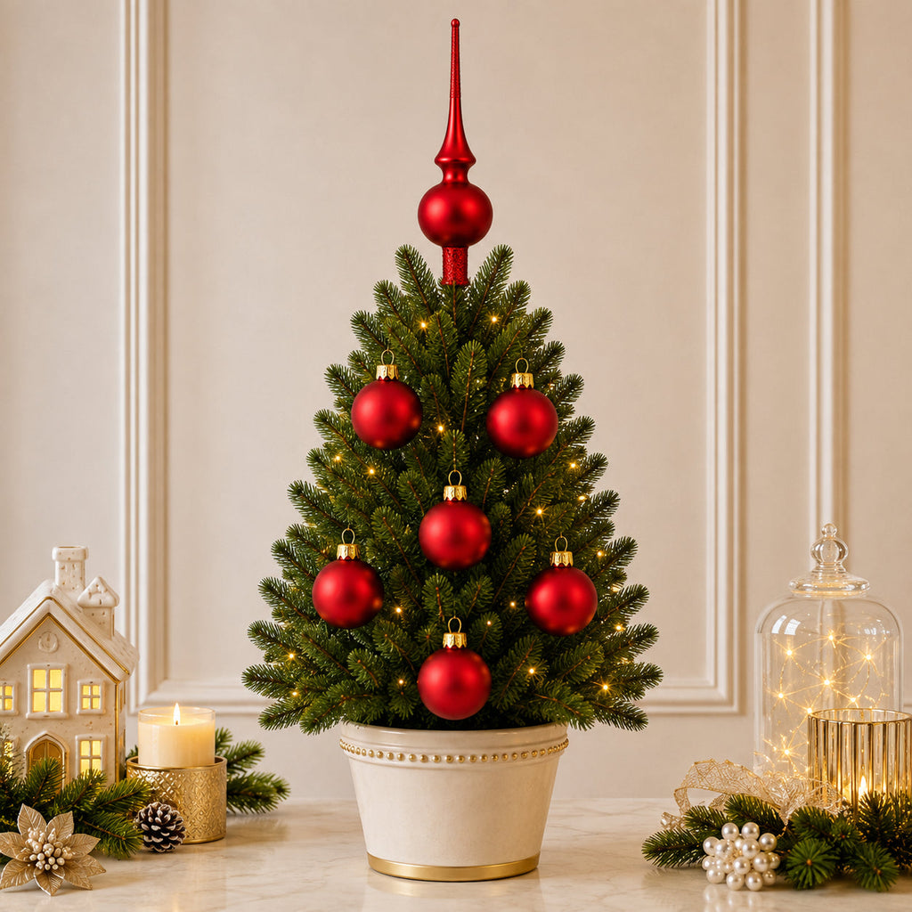 Set of 6 Matte Red Glass Ball Christmas Ornaments 2.4 Inches