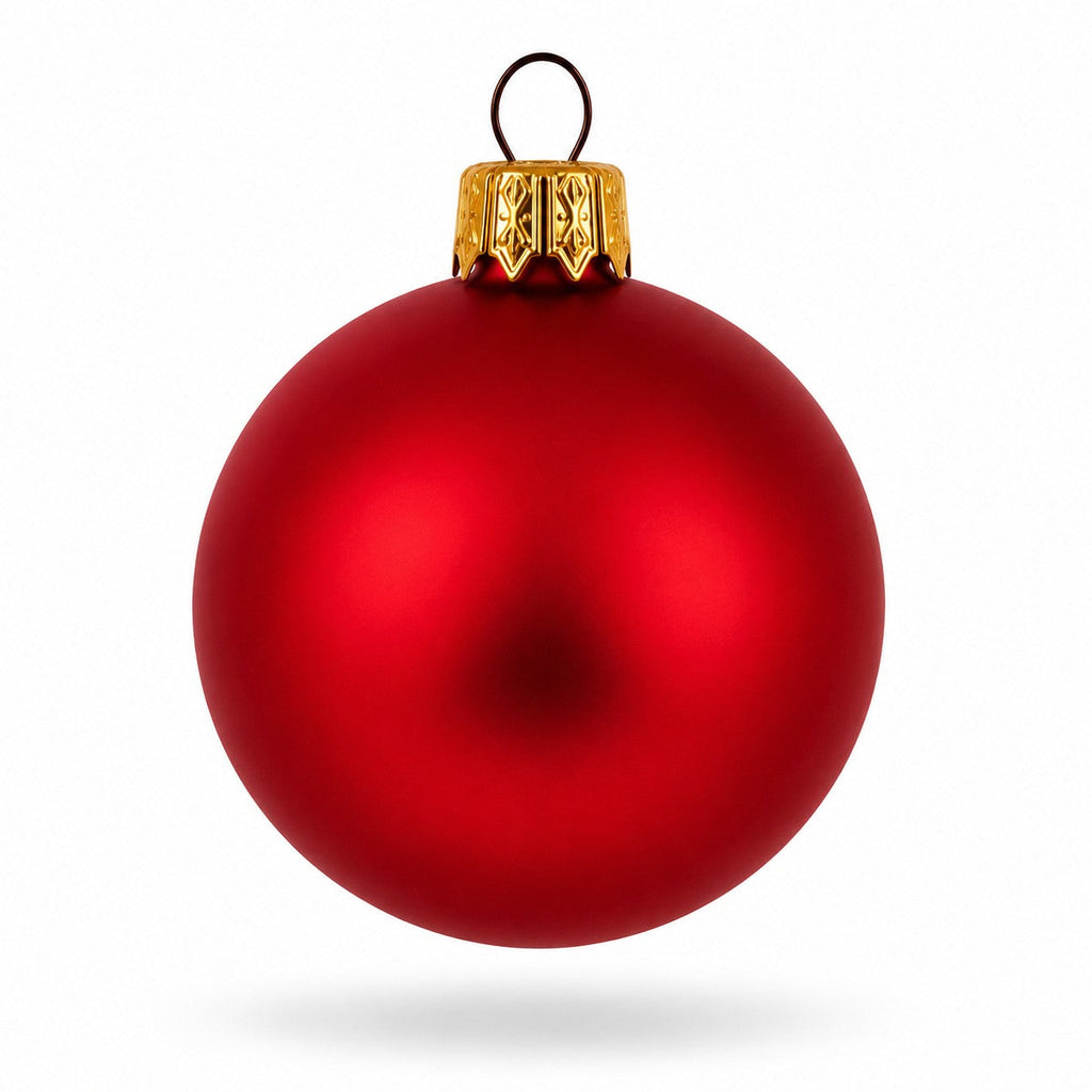 Set of 6 Matte Red Glass Ball Christmas Ornaments 2.4 Inches