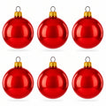 Set of 6 Glossy Red Glass Ball Christmas Ornaments 2.4 Inches