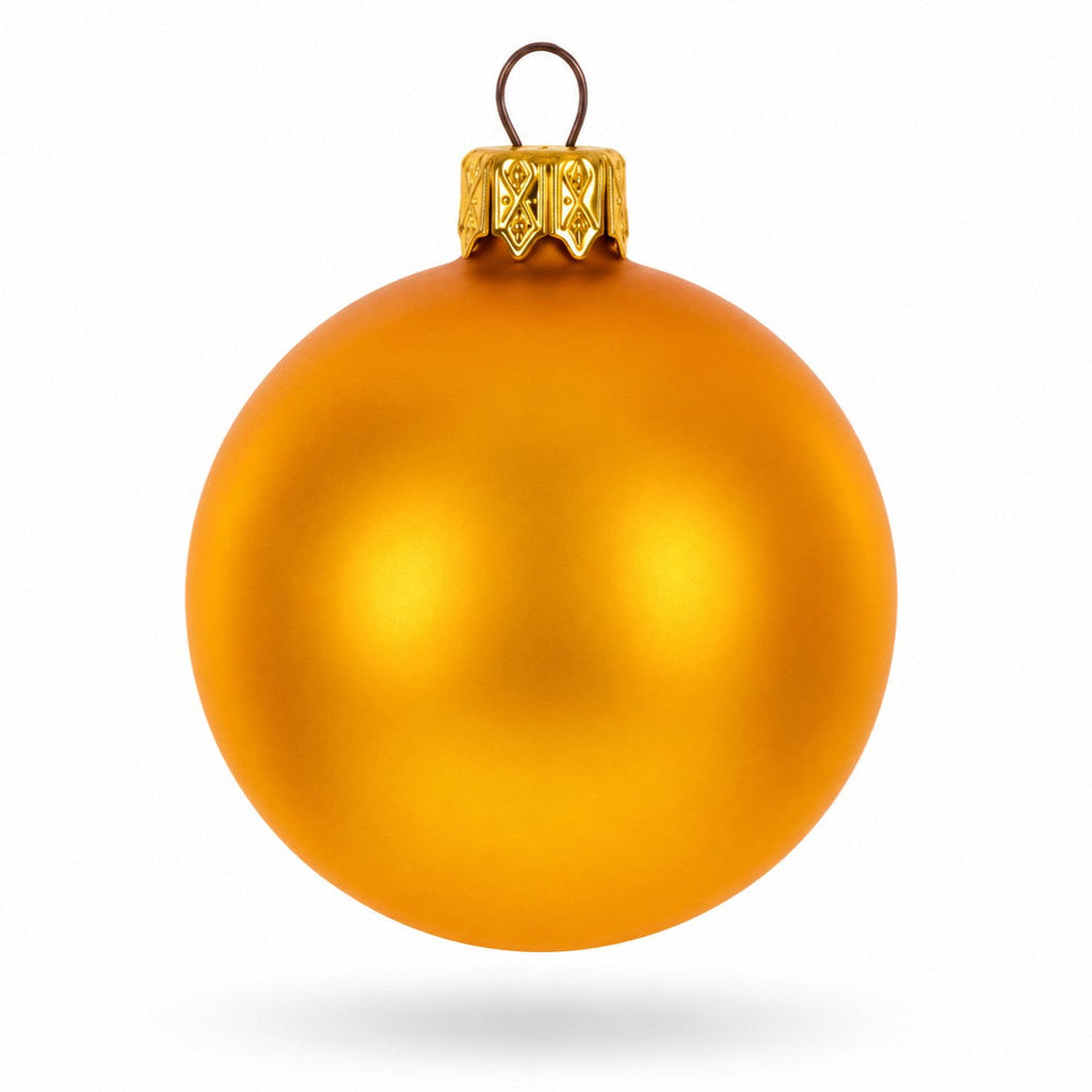 Set of 6 Matte Yellow Glass Ball Christmas Ornaments 2.4 Inches