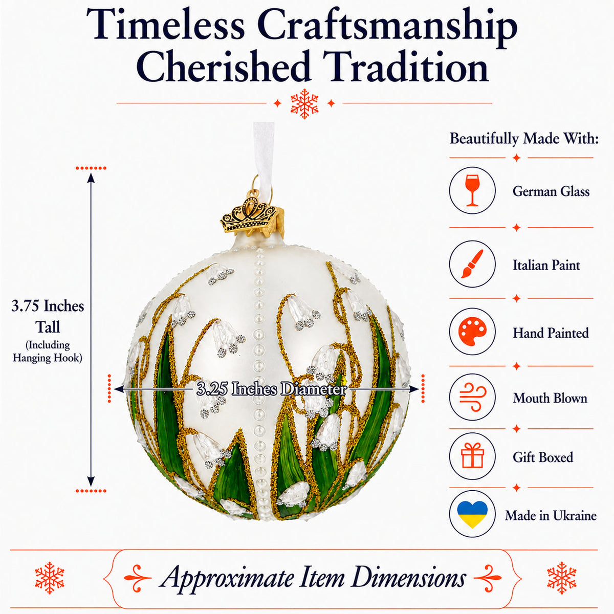 Lily of the Valley on Silver Glass Ball Christmas Ornament