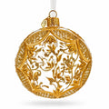 Golden Leaf Filigree Clear Glass Ball Christmas Ornament