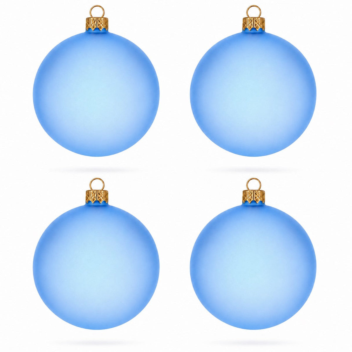 Set of 4 Translucent Light Blue Glass Ball Christmas Ornaments (019)