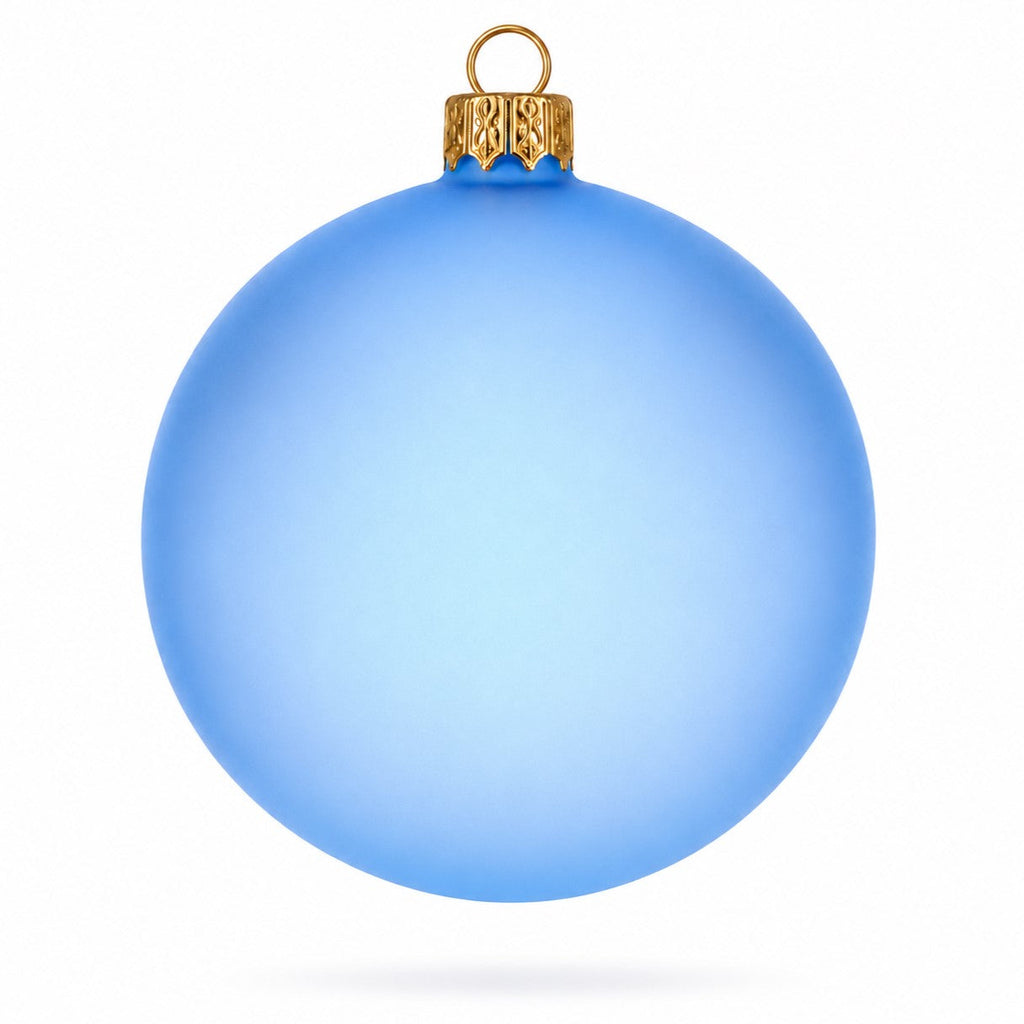 Set of 4 Translucent Light Blue Glass Ball Christmas Ornaments (019)