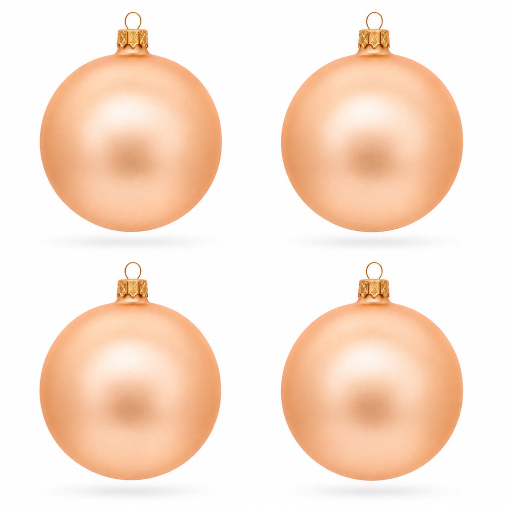 Set of 4 Rose Gold Glass Ball Ornaments 4 Inches (006)