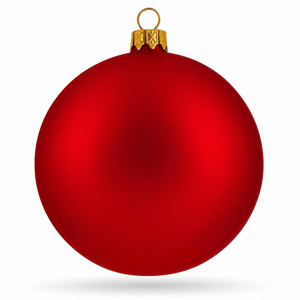 Set of 4 Thick Red Glass Ball Christmas Ornaments 4 Inches (014)
