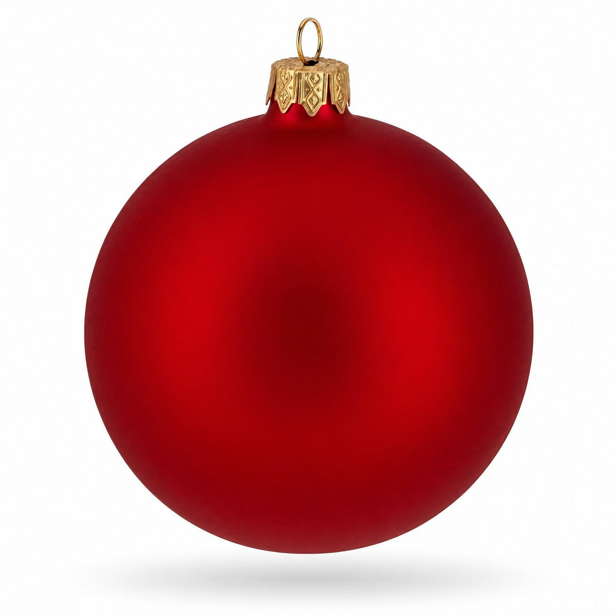 Set of 4 Thick Red Glass Ball Christmas Ornaments 4 Inches (014)