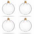 Set of 4 Clear Glass Ball Christmas Ornaments Thick Glass 4 Inches (015)