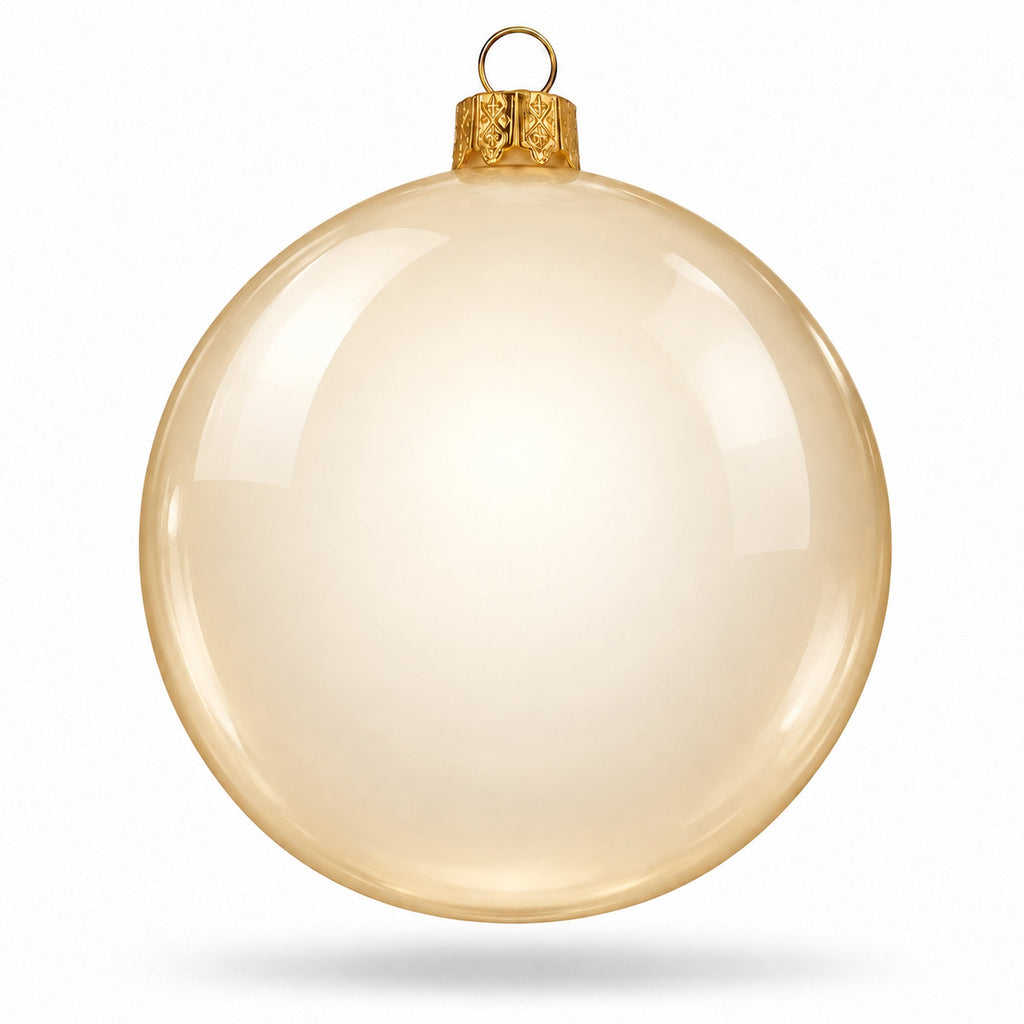 Set of 4 Translucent Glossy Ivory Glass Ball Christmas Ornaments (017)