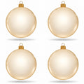Set of 4 Translucent Glossy Ivory Glass Ball Christmas Ornaments (017)
