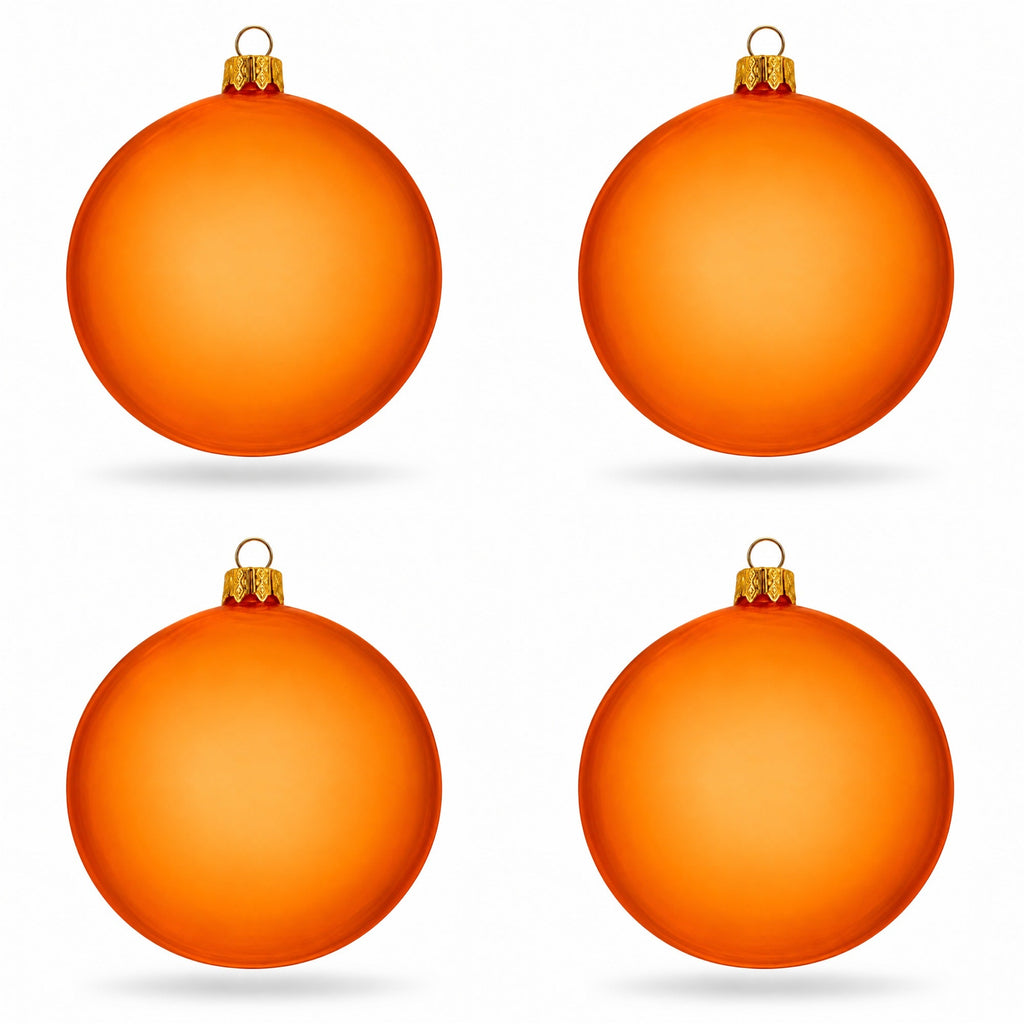 Set of 4 Translucent Gold Glass Ball Christmas Ornaments 4 Inches (020)