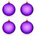 Set of 4 Translucent Purple Glass Ball Christmas Ornaments 4 Inches (021)