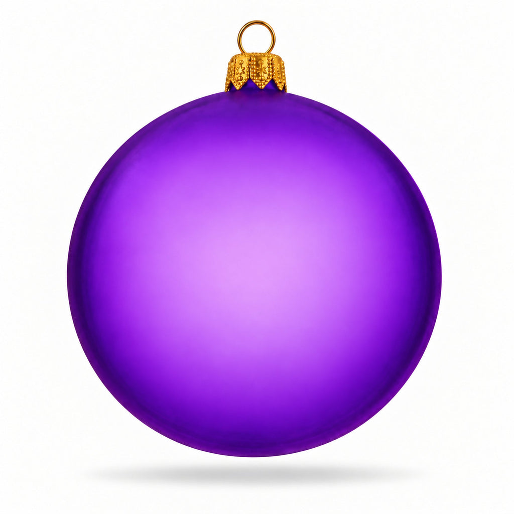 Set of 4 Translucent Purple Glass Ball Christmas Ornaments 4 Inches (021)