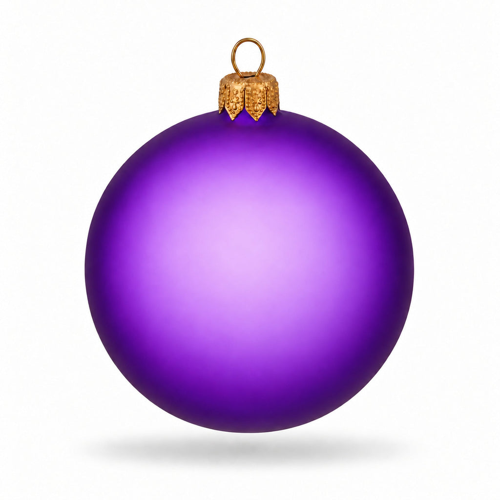 Set of 4 Translucent Purple Glass Ball Christmas Ornaments 4 Inches (021)