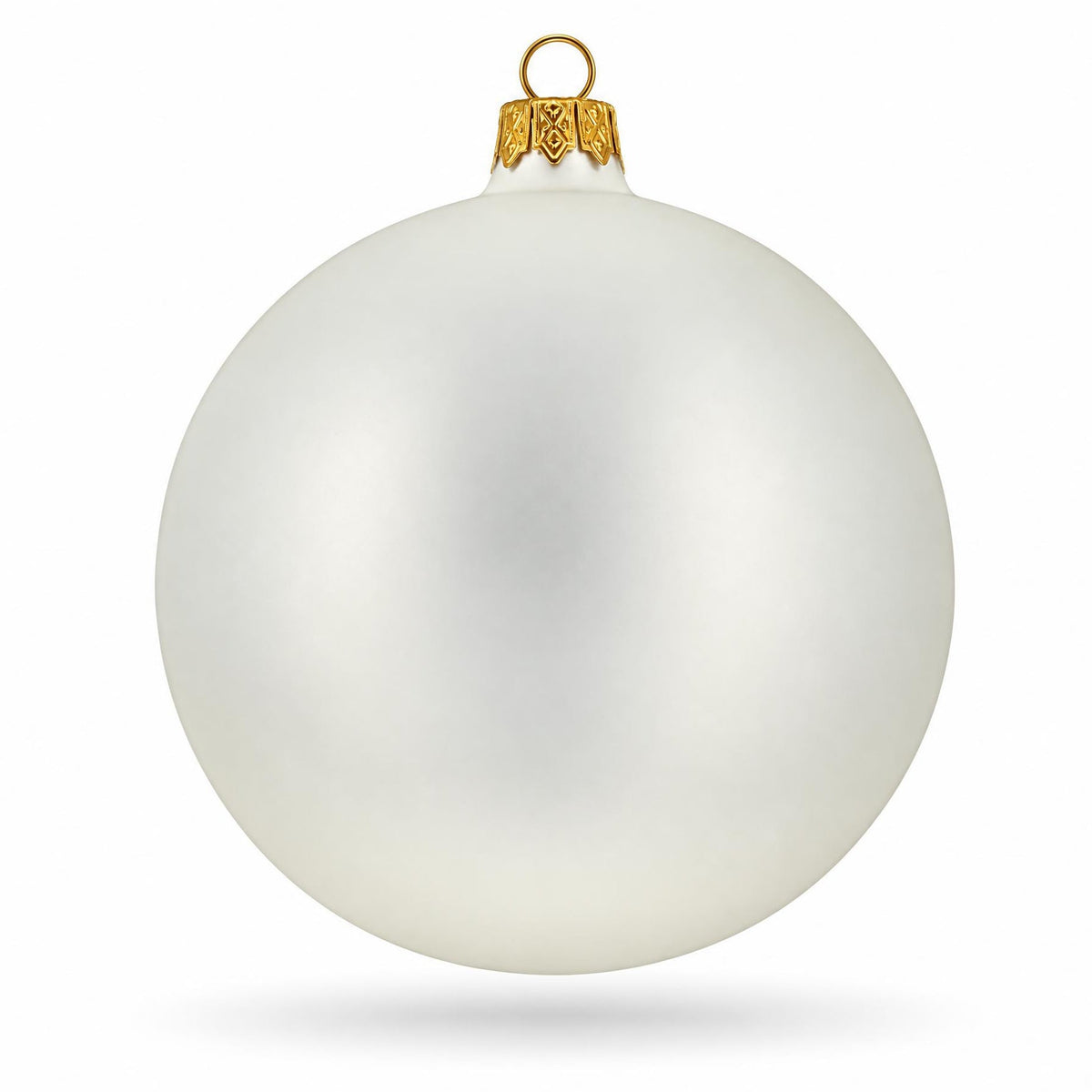 Set of 4 Thick White Glass Ball Christmas Ornaments 4 Inches (025)
