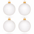 Set of 4 Translucent White Glass Ball Christmas Ornaments 4 Inches (023)