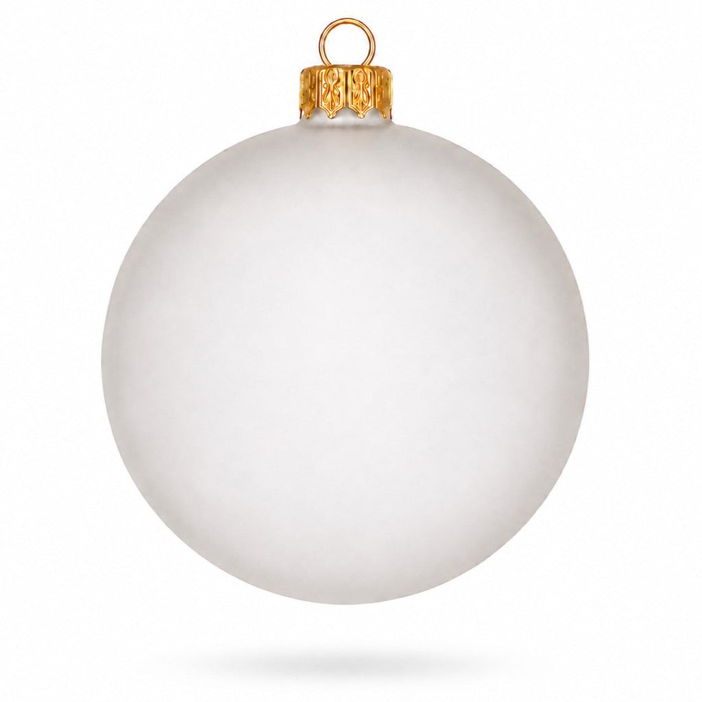 Set of 6 Translucent White Glass Ball Christmas Ornaments (033)