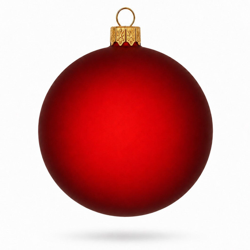 Set of 6 Translucent Red Glass Ball Christmas Ornaments (032)