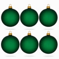 Set of 6 Translucent Green Glass Ball Christmas Ornaments (028)