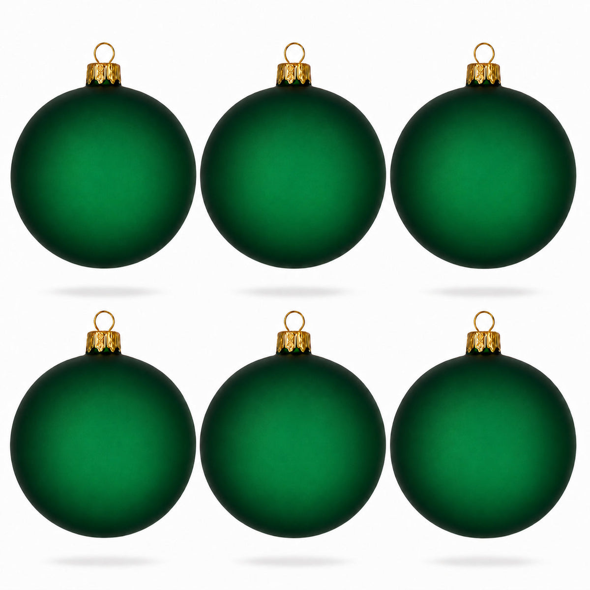 Set of 6 Translucent Green Glass Ball Christmas Ornaments (028)