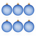 Set of 6 Translucent Light Blue Glass Ball Christmas Ornaments (029)