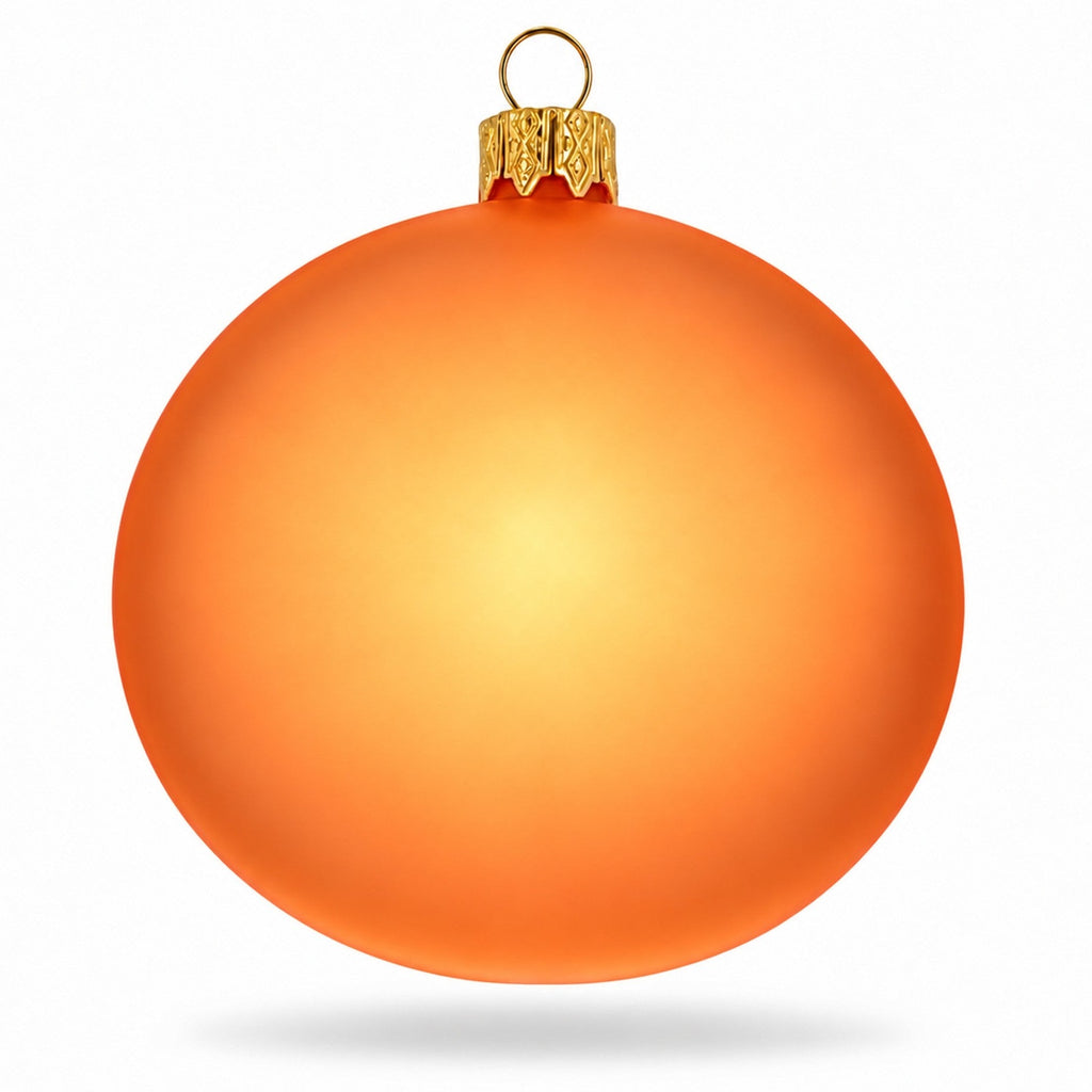 Set of 6 Translucent Orange Glass Ball Christmas Ornaments 3.25 Inches (051)