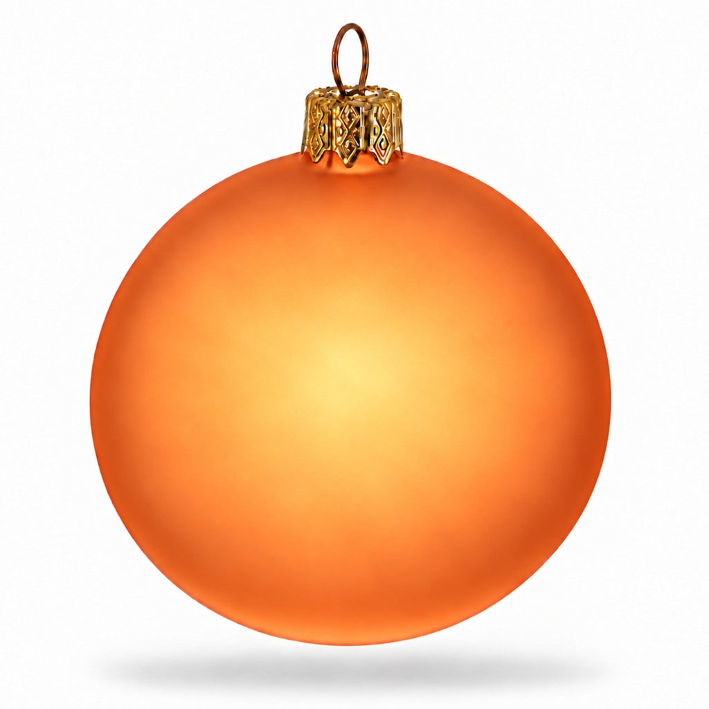 Set of 6 Translucent Orange Glass Ball Christmas Ornaments 3.25 Inches (051)