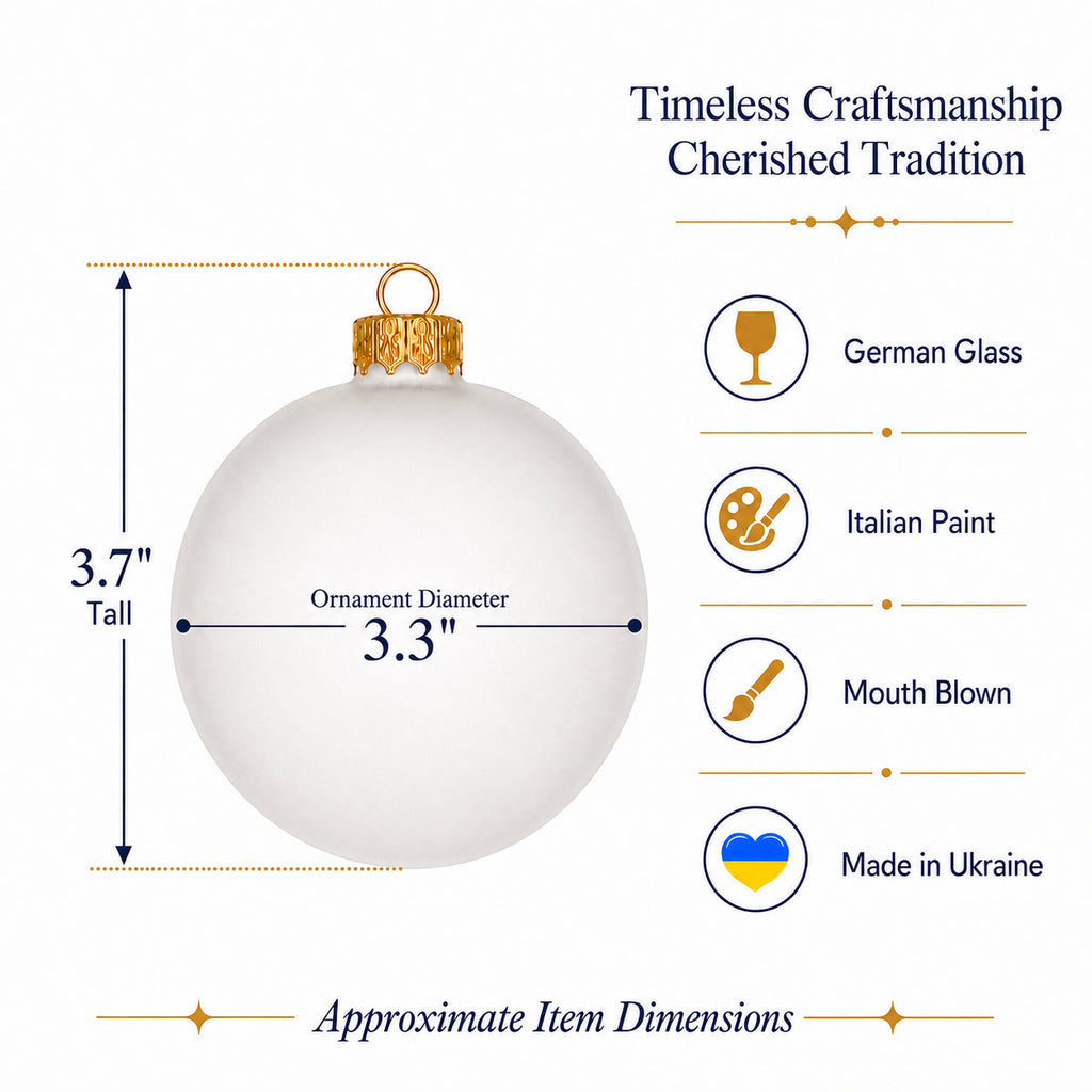 Set of 6 Translucent White Glass Ball Christmas Ornaments 3.25 Inches (054)