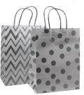 Medium White Kraft Gift Bag Set With Silver Metallic Patterns