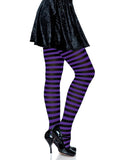 Women's Purple Black Striped Witch Tights Halloween Costume