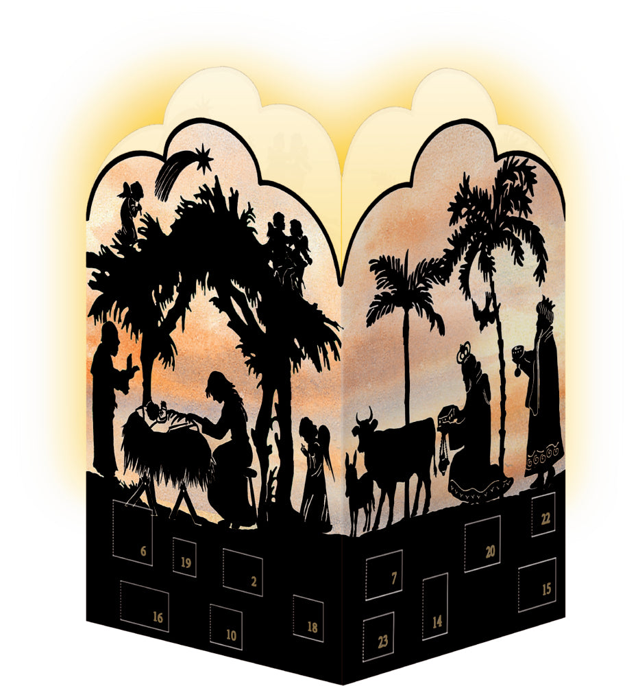 Nativity Scene Silhouette Advent Lantern Card With Envelope