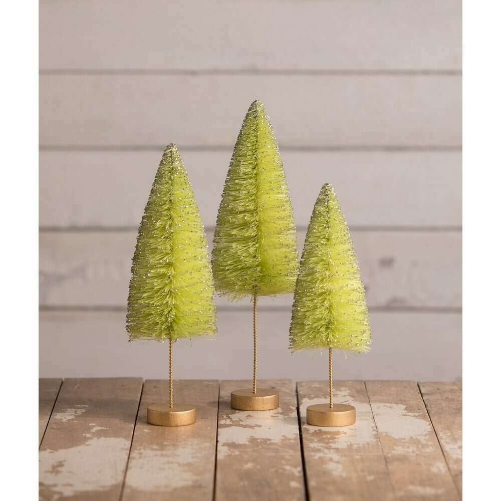 Lime Green Halloween Trees Set of 3 by Bethany Lowe