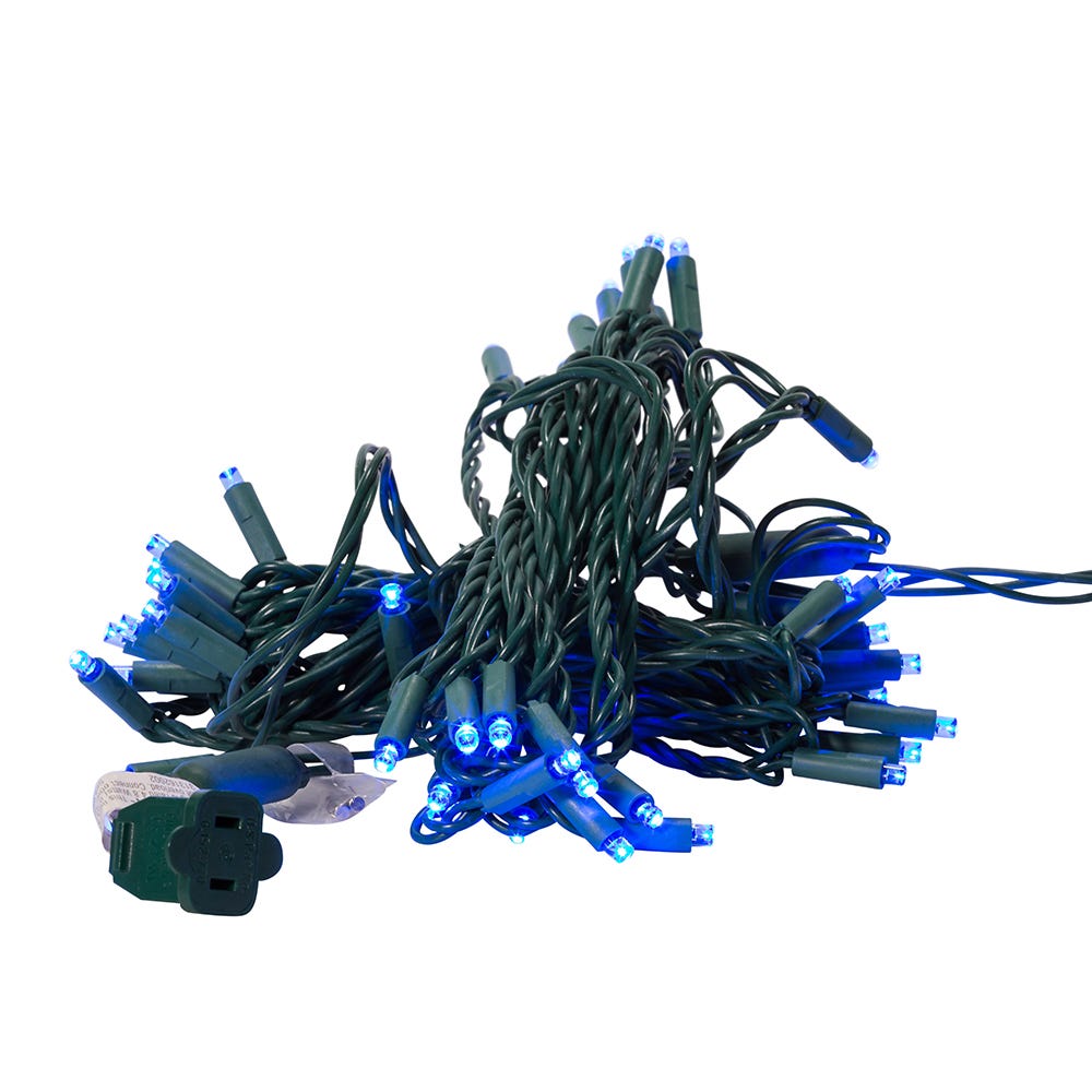 100-Light 5mm Blue LED Green Wire Light Set