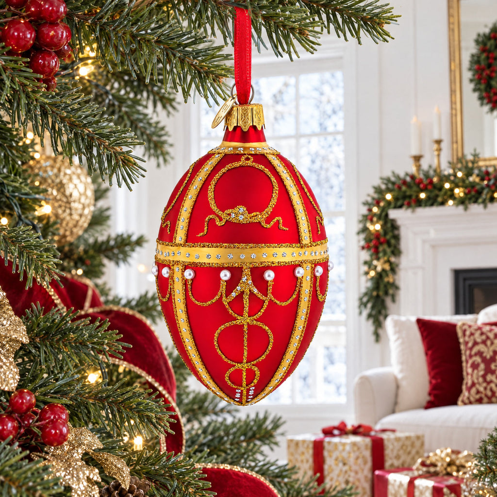 1895 Rosebud Royal Egg Glass Ornament 4 Inches
