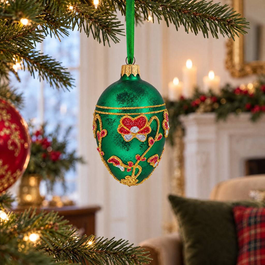 1899 Pansy Royal Egg Glass Ornament 4 Inches
