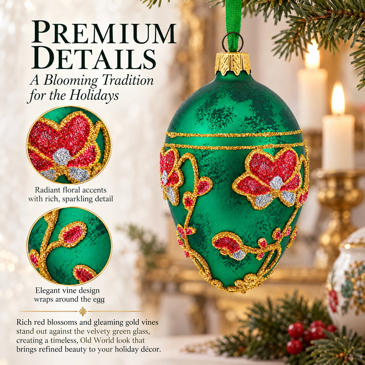 1899 Pansy Royal Egg Glass Ornament 4 Inches