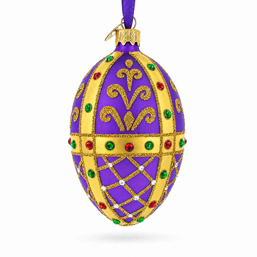 Royal Inspired Purple Glass Egg Ornament 4 Inches