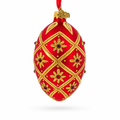 Gold Stars on Red Glass Egg Ornament 4 Inches