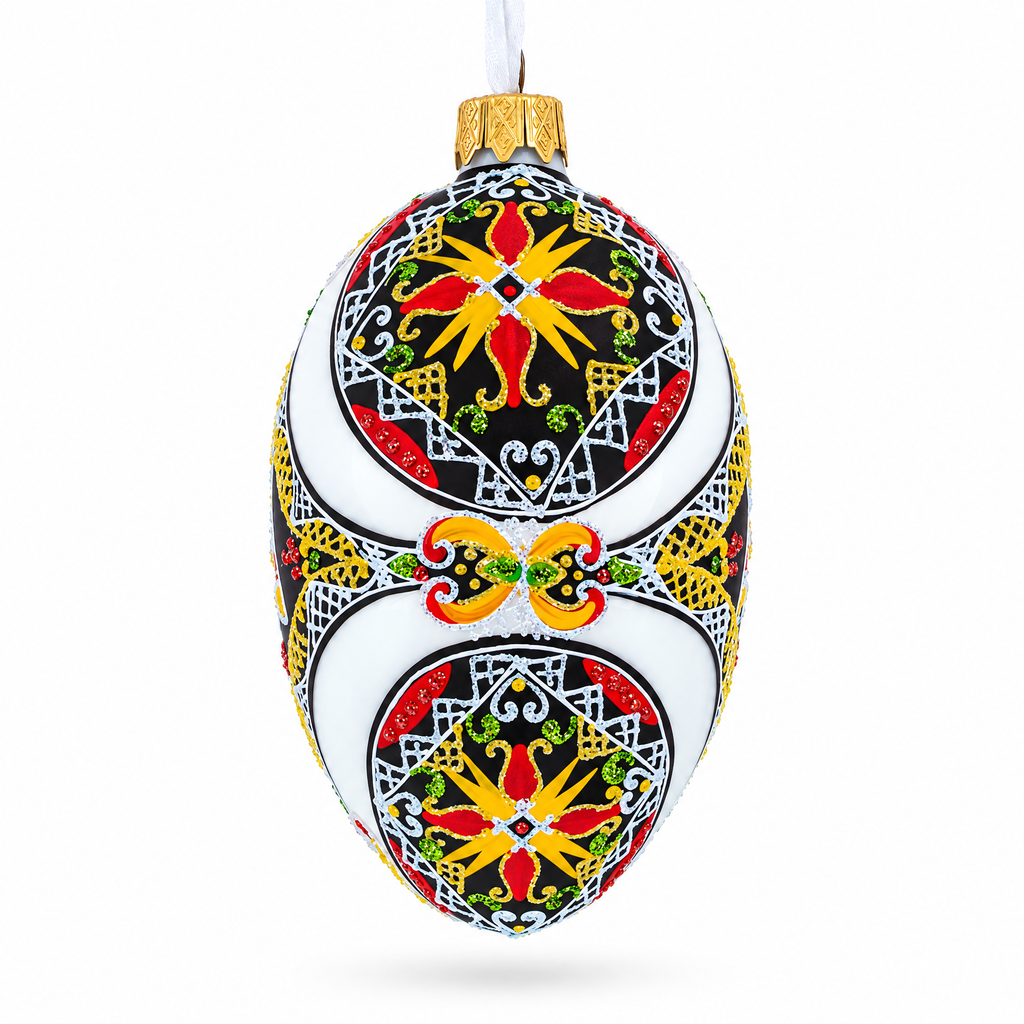The Horse Ukrainian Glass Egg Ornament 4 Inches