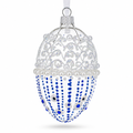 Pearls on Frosted Glass Egg Ornament 4 Inches