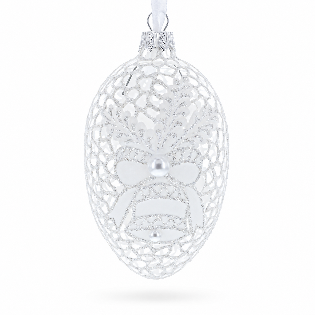Winter Bells Egg Glass Ornament 4 Inches