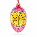 Two Chicks Egg Glass Ornament 4 Inches