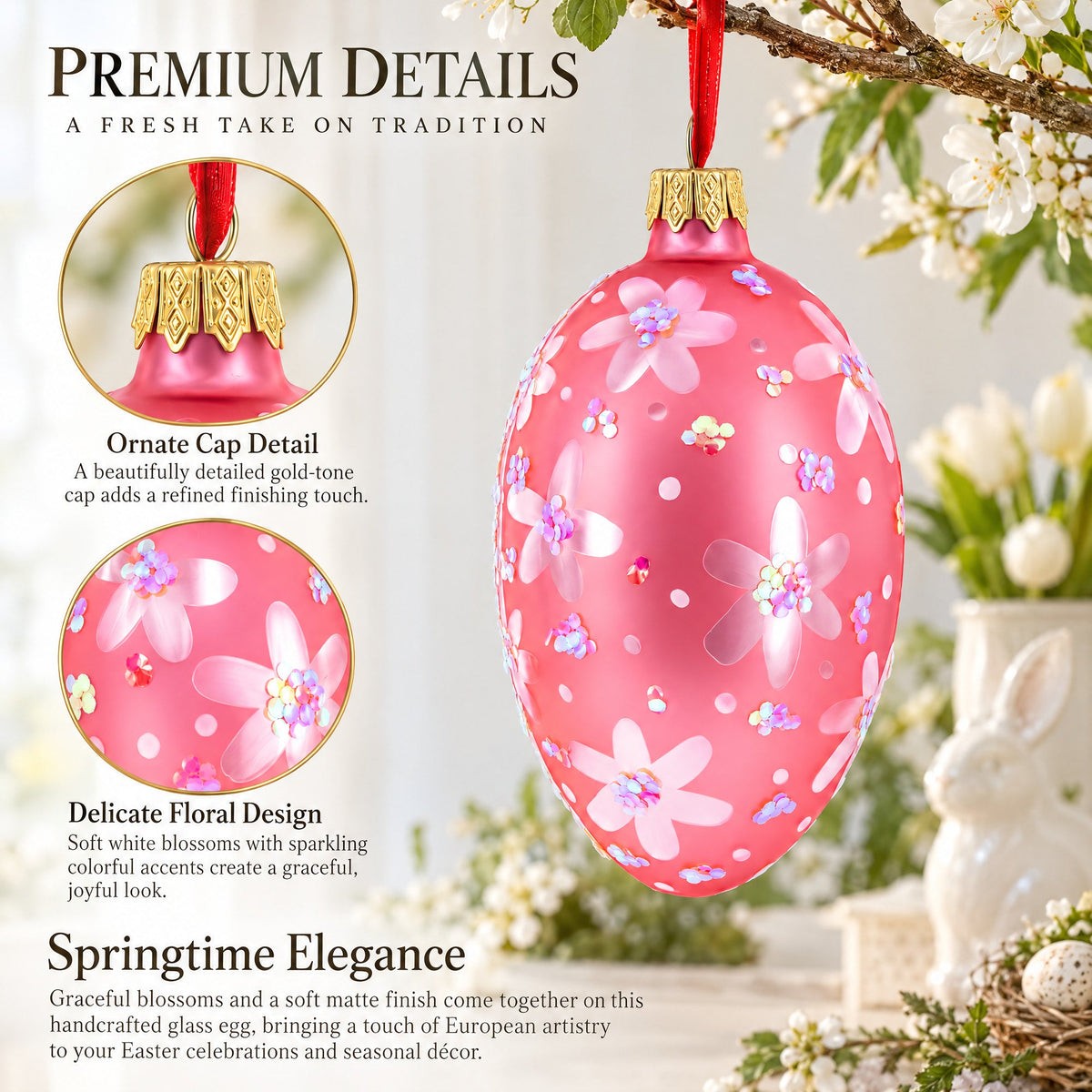 Two Chicks Egg Glass Ornament 4 Inches