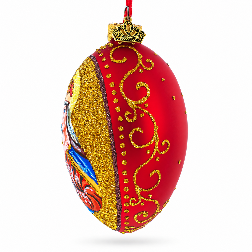 Icon Glittered Egg Glass Ornament 4 Inches