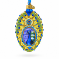 Peacock Glass Egg Ornament 4 Inches