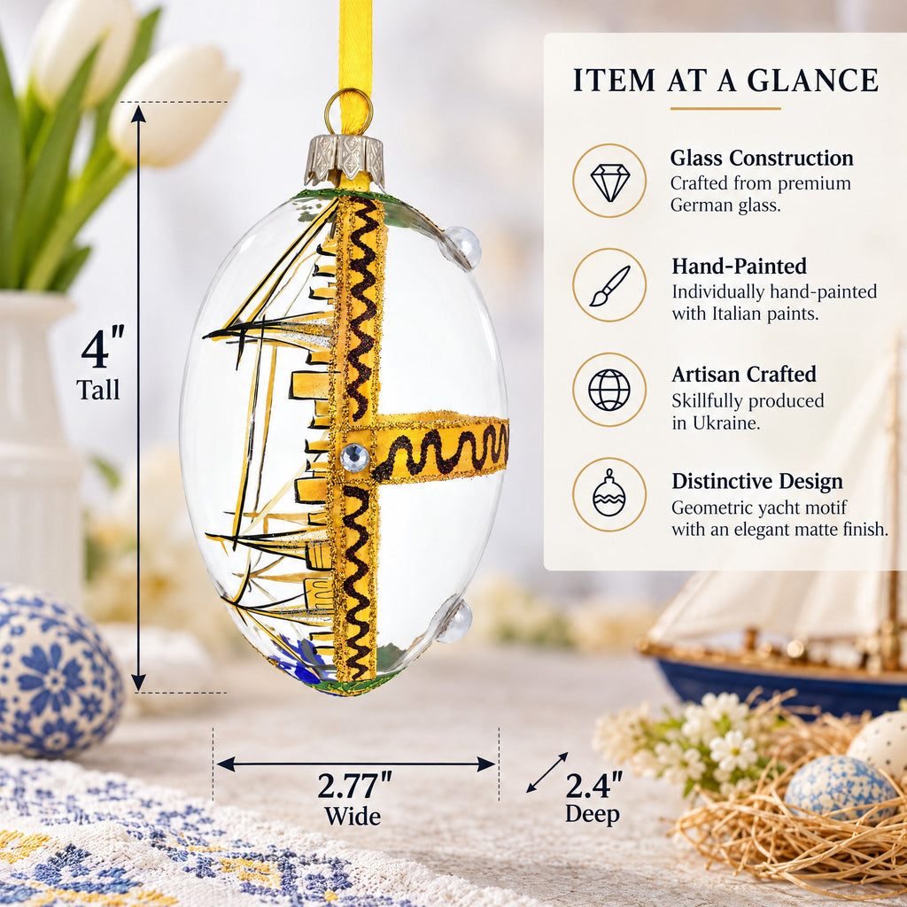 1909 Standard Yacht Royal Glass Egg Ornament 4 Inches