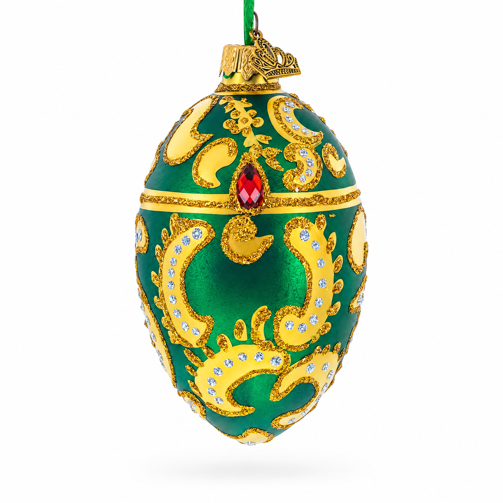 1891 Memory of Azov Royal Glass Egg Ornament 4 Inches