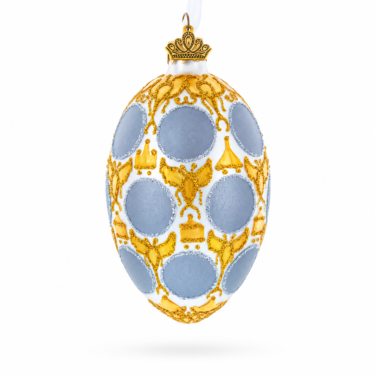 1913 Romanov Tercentenary Royal Glass Egg Ornament 4 Inches