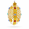 Multicolored Jewels on White Glass Egg Ornament 4 Inches
